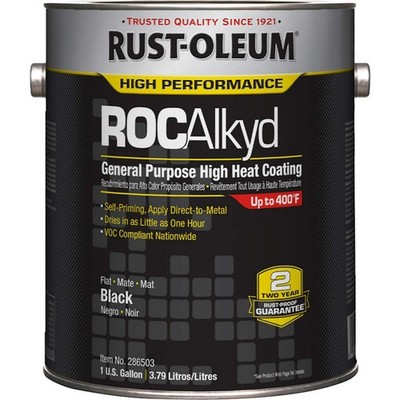 RUST-OLEUM 286503 Heat Resistant Coating,Black,1 gal,Can 36ND75