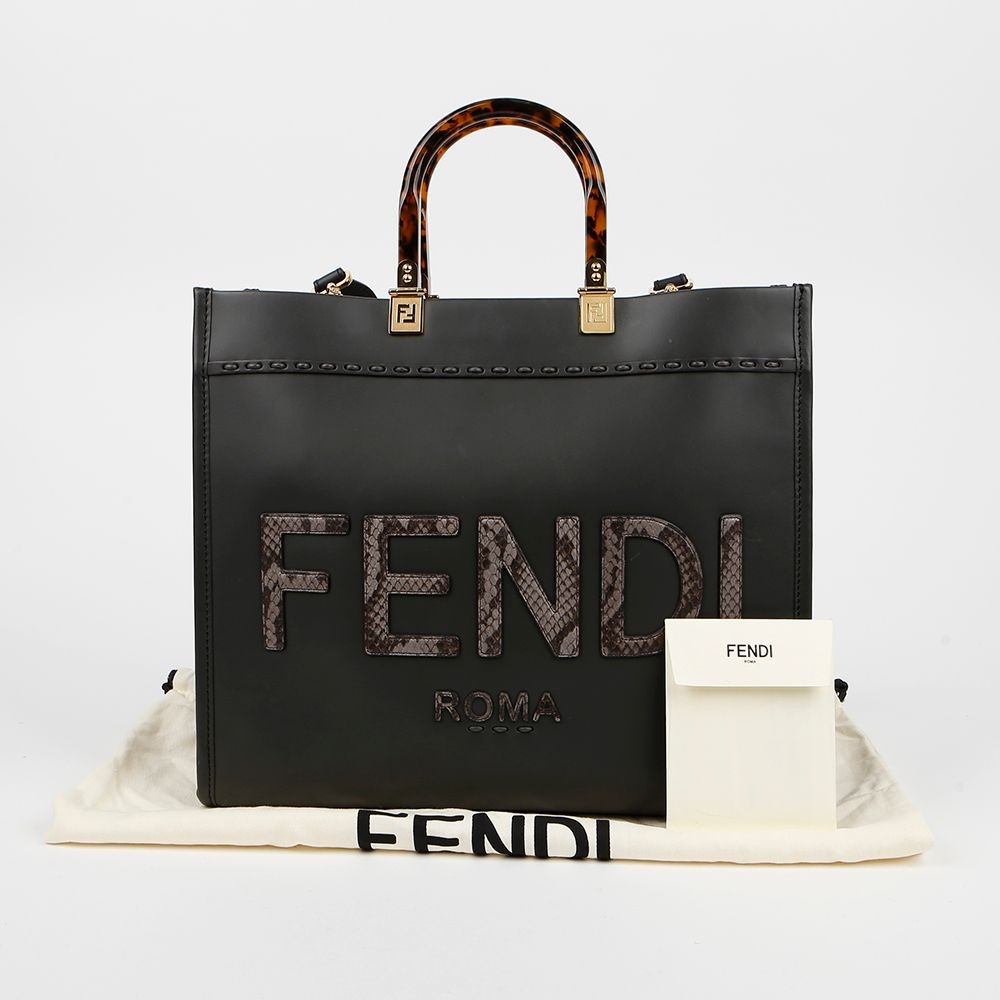 Fendi Sunshine Medium Black Tote Bag 158675969 [U]