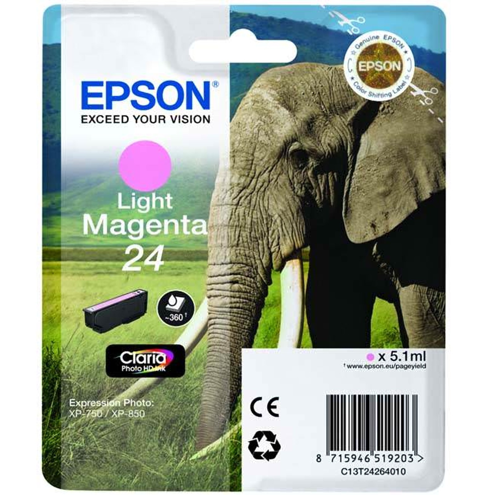 Epson Light/Magenta C13t24264012/24 Ink Cartridge 360 Pages 5.1Ml For - Image 2