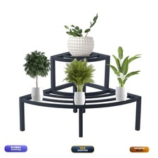 DHYGOTFUR DH-009L Aluminum 2-Tier Corner Plant Stand Shelf Ladder Rack