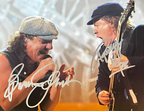 AC/DC Signed: Angus Young & Brian Johnson 8x10