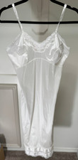 Adonna Full Slip Women 34 White Vintage Lace Trim V-Neck Adjustable Straps 80s