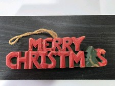 Wooden Christmas Ornament "Merry Christmas" Red