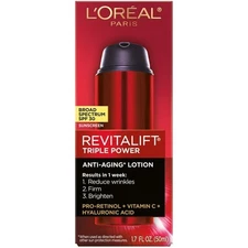 L'Oreal Paris Revitalift Triple Power Broad Spectrum SPF 30 Sunscreen, 1.7 oz