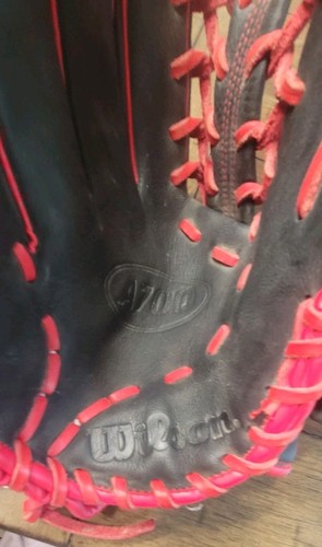 Gant de Baseball Extérieur Jeunesse Wilson 2022 A700 12" LHT Cuir Grainé Noir et Rouge - Photo 5/9