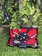 Scottish Full Size Great Professional Black Bagpipe Rosewood Silver Mounts
