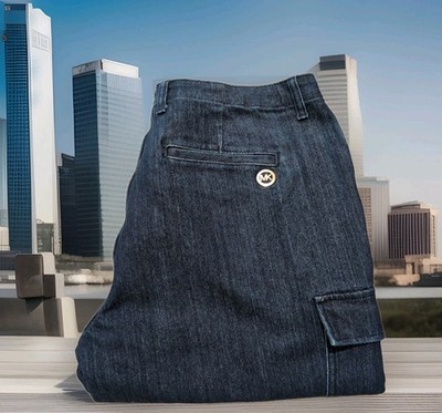 MICHAEL KORS WOMEN'S INDIGO RINSE DENIM CARGO JEANS SIZE 10  EUC
