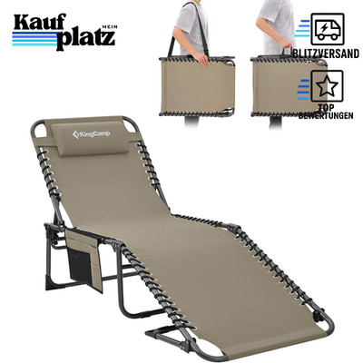 Sonnenliege Klappbar 5-Verstellbar mit Kopfkissen für Garten Terrasse Pool