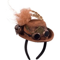 Schicker Steampunk Mini-Zylinder Mit Haarreif FüR Frauen Braun KostüM Hut