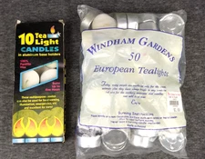 White European Tealight Candles 50 Count & 10 Paraffin Wax Aluminum Base NIP NEW