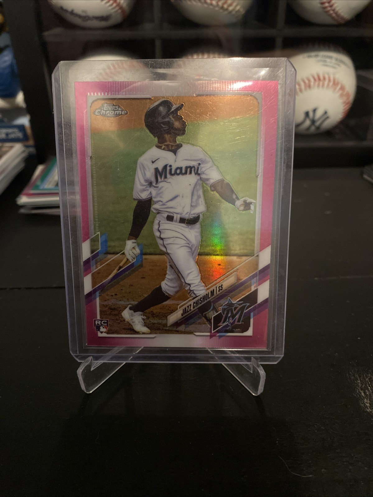 2021 Topps Chrome - Jazz Chisholm #144 Pink Refractor (RC)