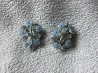 Vintage c. 1950's Coro Baby Blue Floral Fashion Earrings - Clip-On - Very Good