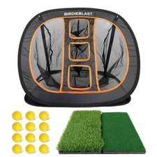 Golf Chipping Net Set with Hitting Mat, 12 Foam Balls  2 Target Pins - Indoor/O