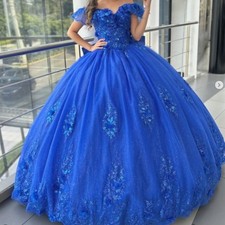 Royal Blue Quinceanera Dresses Princess Princess Off Shoulder Prom Ball Gowns