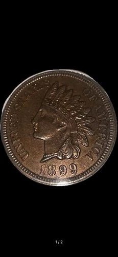 1899 INDIAN HEAD CENT -With LIBERTY & Near 4 DIAMONDS - AU UNC