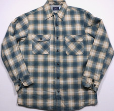 Vintage Sears Lined Flannel Shirt Jacket 16-16.5 Large Tall Quilted Lining USA