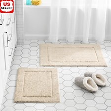 Soft Touch Cream Polyester Tufted 2-Piece Bath Rug Set 20" x 30"  17" x 24"