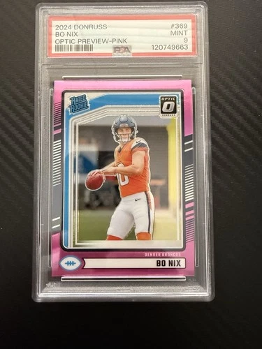 2024 Panini Donruss - Rated Rookie Bo Nix #369 Optic Preview Pink Prizm (RC)