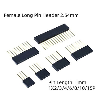 1X2~15P Female Pin Header 2,54mm Buchsenleiste Steckverbinder Verlängern 11mm