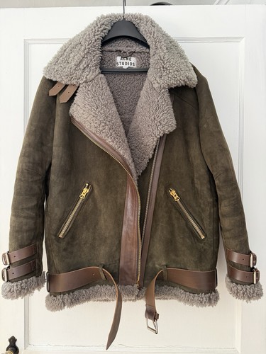 ACNE STUDIOS VELOCITE PUW13 Shearling Coat Women Size 38 Aviator