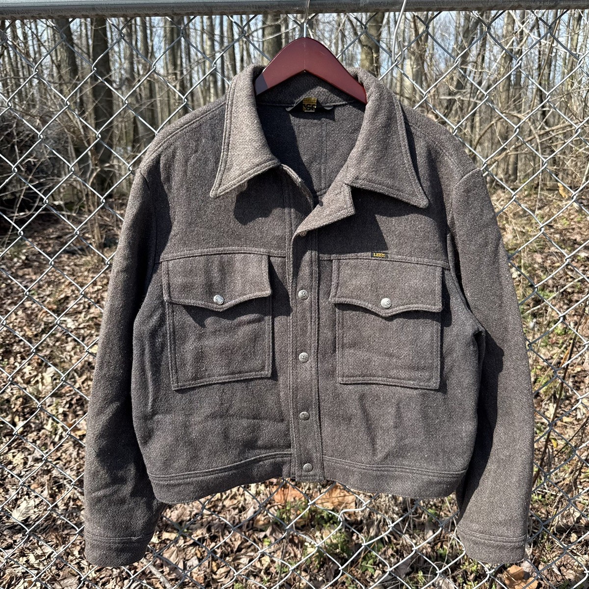 Vintage 1960's LEE Wool Jacket Dark Brown Size L L salt and pepper