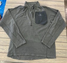 The North Face Mens Gray 1/4 Zip Fleece Pullover With Chest Pocket Size M