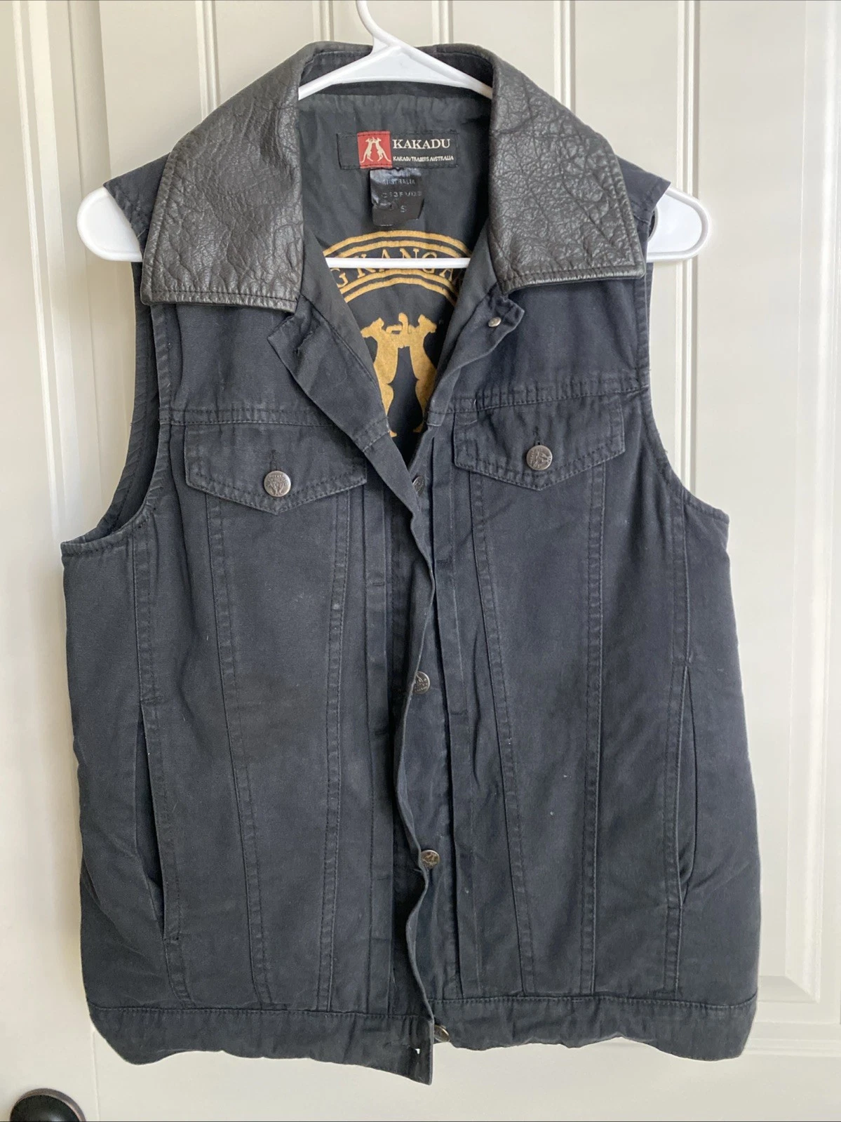 Kakadu Traders Australia Concealed Carry Canvas Vest leather trim mens S small image 1