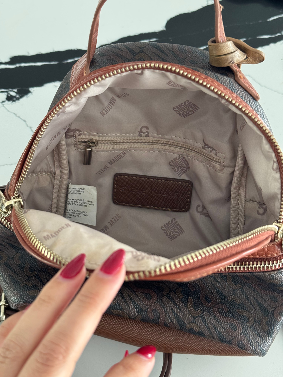 Steve Madden mini brown monogram backpack, excell… - image 3