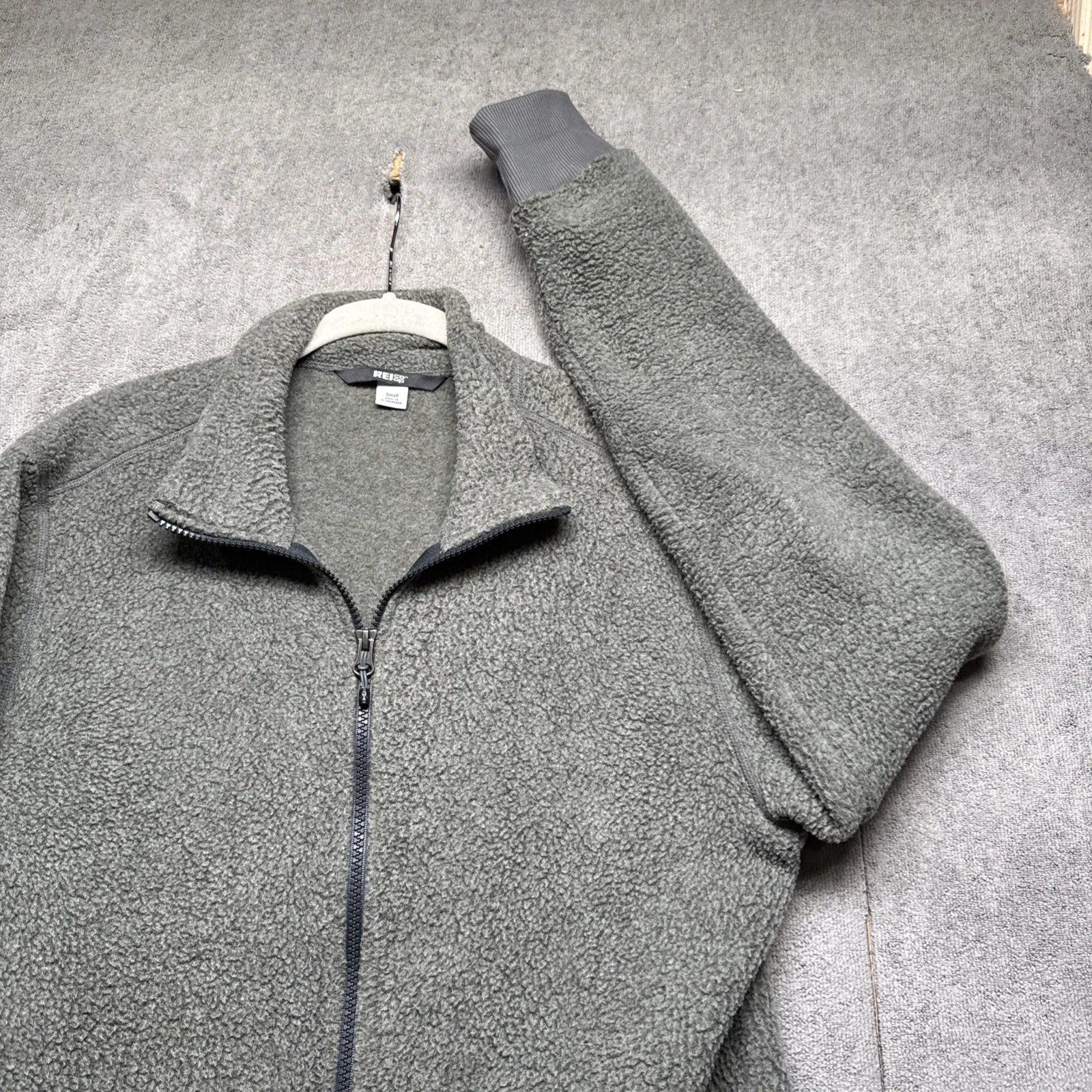 REI Co-op Fleece Jacket Full Zip Gray Hiking Outdoor Layer Men's Small