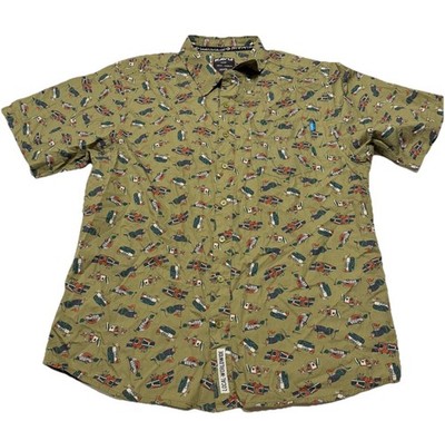Kavu Men's Button-Up Short-Sleeved Shirt Happy Camper Trailer Size XL