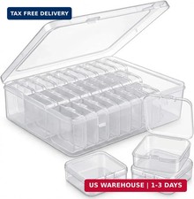 Bead Organizer Box 30 Mini Clear Storage Containers for Jewelry with Hinged Lid.
