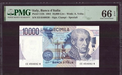 10.000 LIRE A. VOLTA FDS ITALY PMG 66 EPQ PICK 112b - Bild 1 von 2