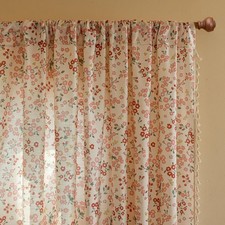 Pink Boho Farmhouse Floral Curtains 84 Inch Long 2 Panels For Living Room, Fl...