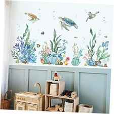 Ocean Seaweed Grass Wall Stickers Turtle Under The Sea Peel and Stick Wall