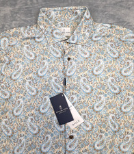 298 New EMANUEL BERG Jersey 4-FLEX Shirt Men's L XL 17 EU 43 Blue Beige PAISLEY