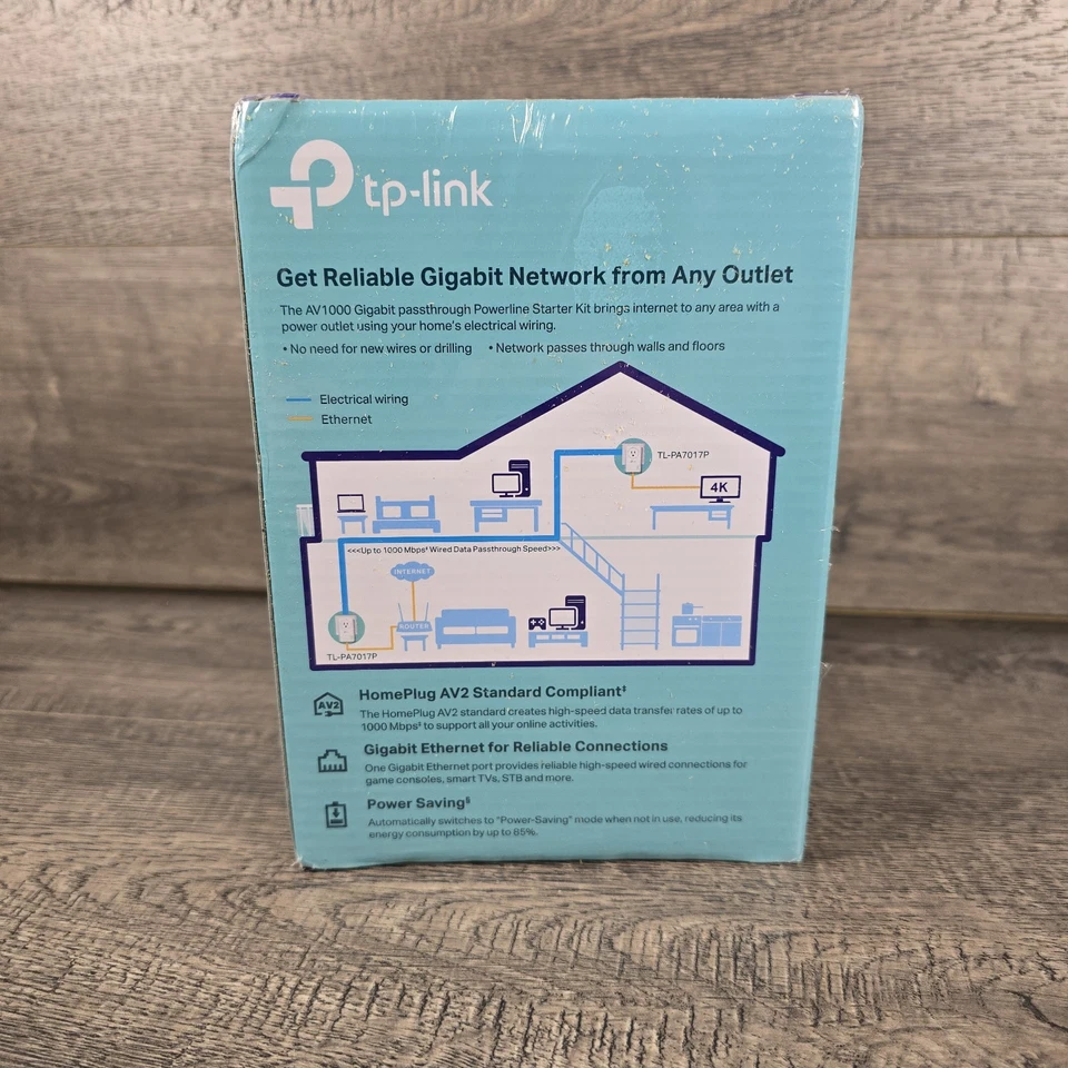 TP-Link AV1000 Gigabit Passthrough Powerline Starter KIT TL-PA7017P - New Sealed - Image 3 of 4