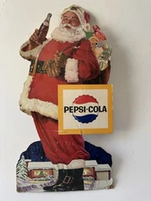 Vintage Christmas cardboard Sign Pepsi General Store Santa Display soda bottle
