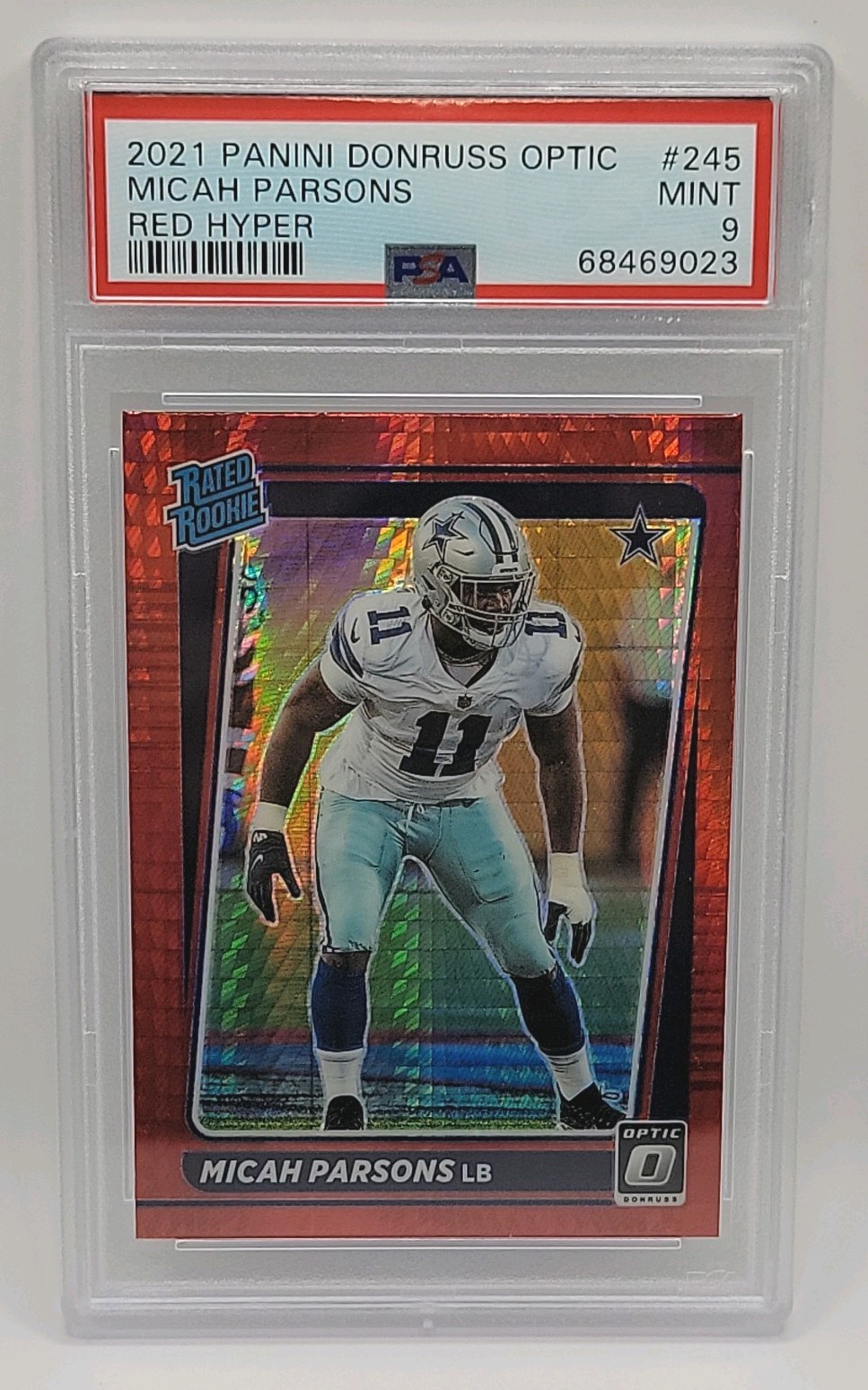 2021 Donruss Optic Micah Parsons Red Hyper Prizm Rookie PSA 9 MINT!!! 🔴🔥🔥🔥
