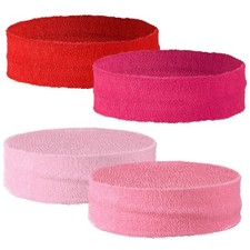 Sweat Absorbing Head Band, 4Pcs Nylon/Cotton Pink Color