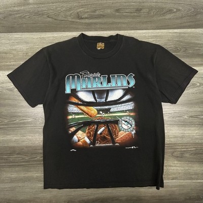 Vintage Florida Marlins Shirt Mens XL Black MLB Baseball Nutmeg 1995 90s USA
