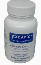 Pure Encapsulations Vitamin D3 & K2 120 capsules NEW SEALED Exp 04/2027