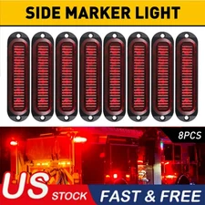 8x Marker Lights Red 6-LED Truck Trailer Clearance Side Light Waterproof Trailer
