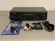   Sharp VCR VHS Player 4-Head  Remote  HDMI Converter  Cables Serviced 