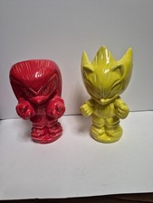 Lot Of 2 Sonic Ceramic Vases/mugs Yellow And Red
