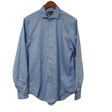 Calvin Klein Men's Dress Shirt Light Blue 16 Medium Cotton Slim Fit Long Sleeve