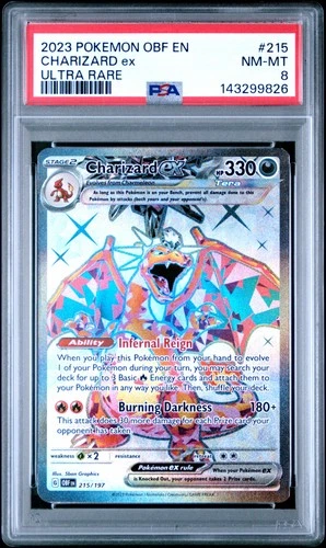2023 POKEMON OBF EN-OBSIDIAN FLAMES ULTRA RARE #215 CHARIZARD EX PSA 8