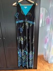 Maxikleid schwarz Paisleys grün und türkis Gr. 40 (US 10)