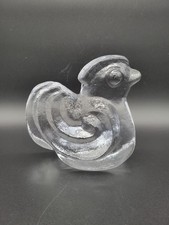 Lars Hellsten Skurf Clear Art Glass Chicken Rooster Bird Figurine Paperweight
