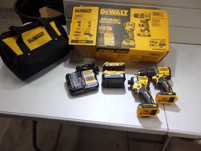DEWALT ATOMIC 2 TOOL SET= 1/2'' HMR DRILL & 1/4'' IMP DRIVER    # DCK200D1P1  ..