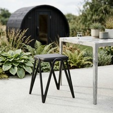 Modern Black Plastic Garden Stool - Outdoor Patio Chair Low Side Table